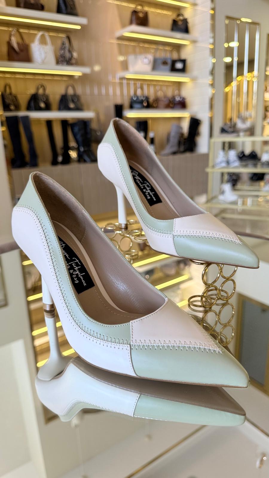 İthal Çift Renk Dikişli Model Kadın Stiletto