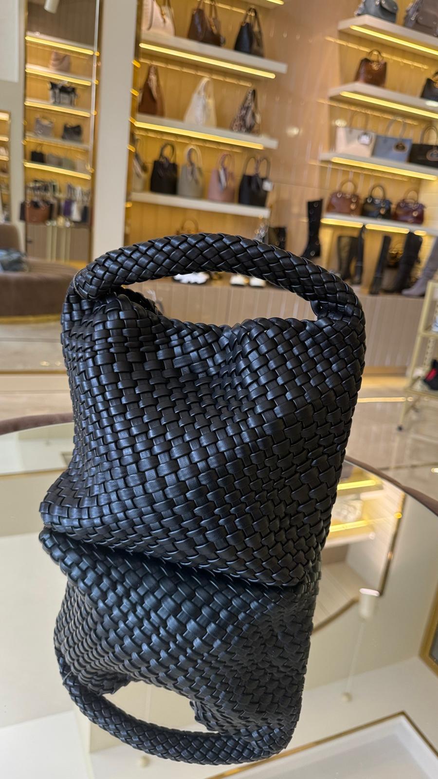 İthal Hasır Model Mini Cüzdanlı Deri Çanta
