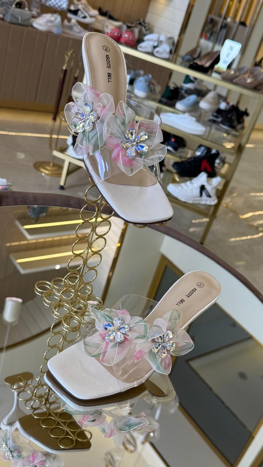 İthal Çiçek Model Şeffaf Terlik