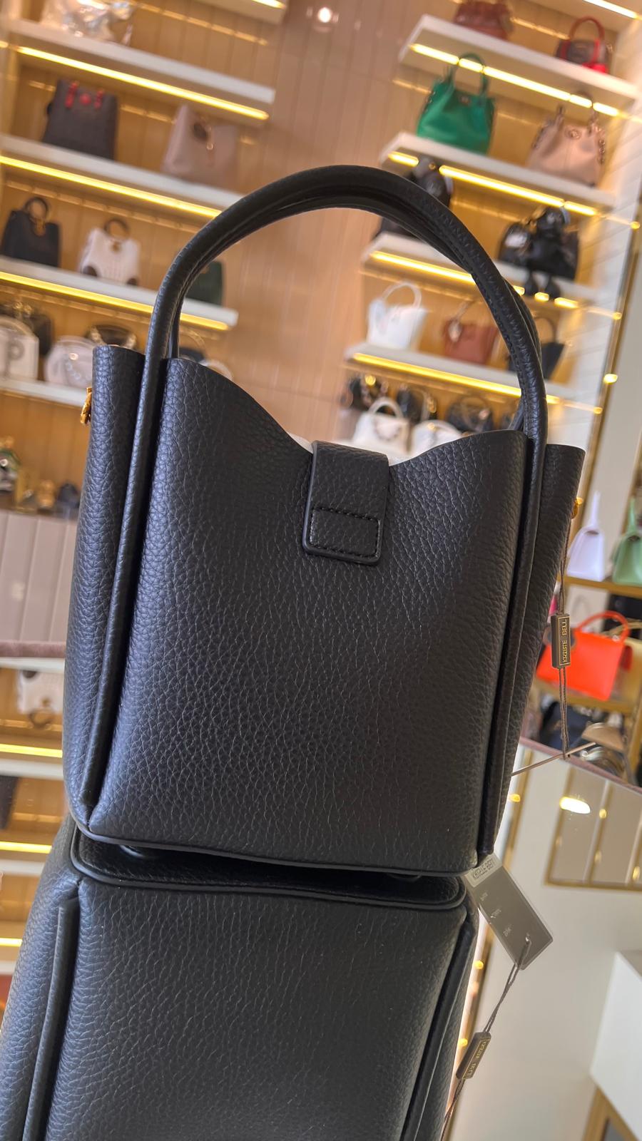 İthal Deri Üçgen Tokalı Kadın Çanta