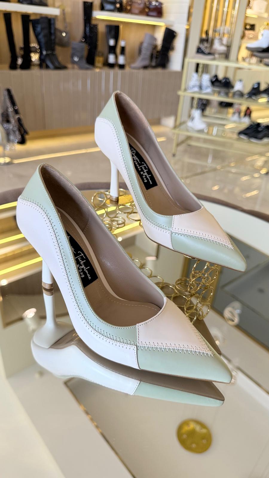 İthal Çift Renk Dikişli Model Kadın Stiletto