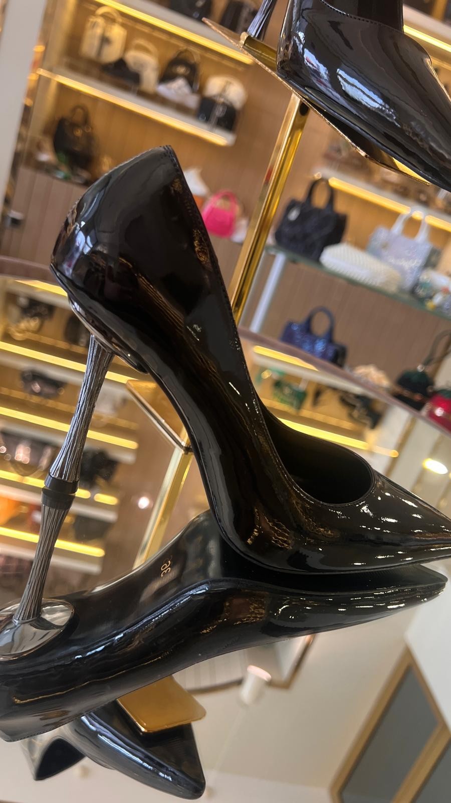 Kadın Rugan Platin ve Altın Ökçe Stiletto