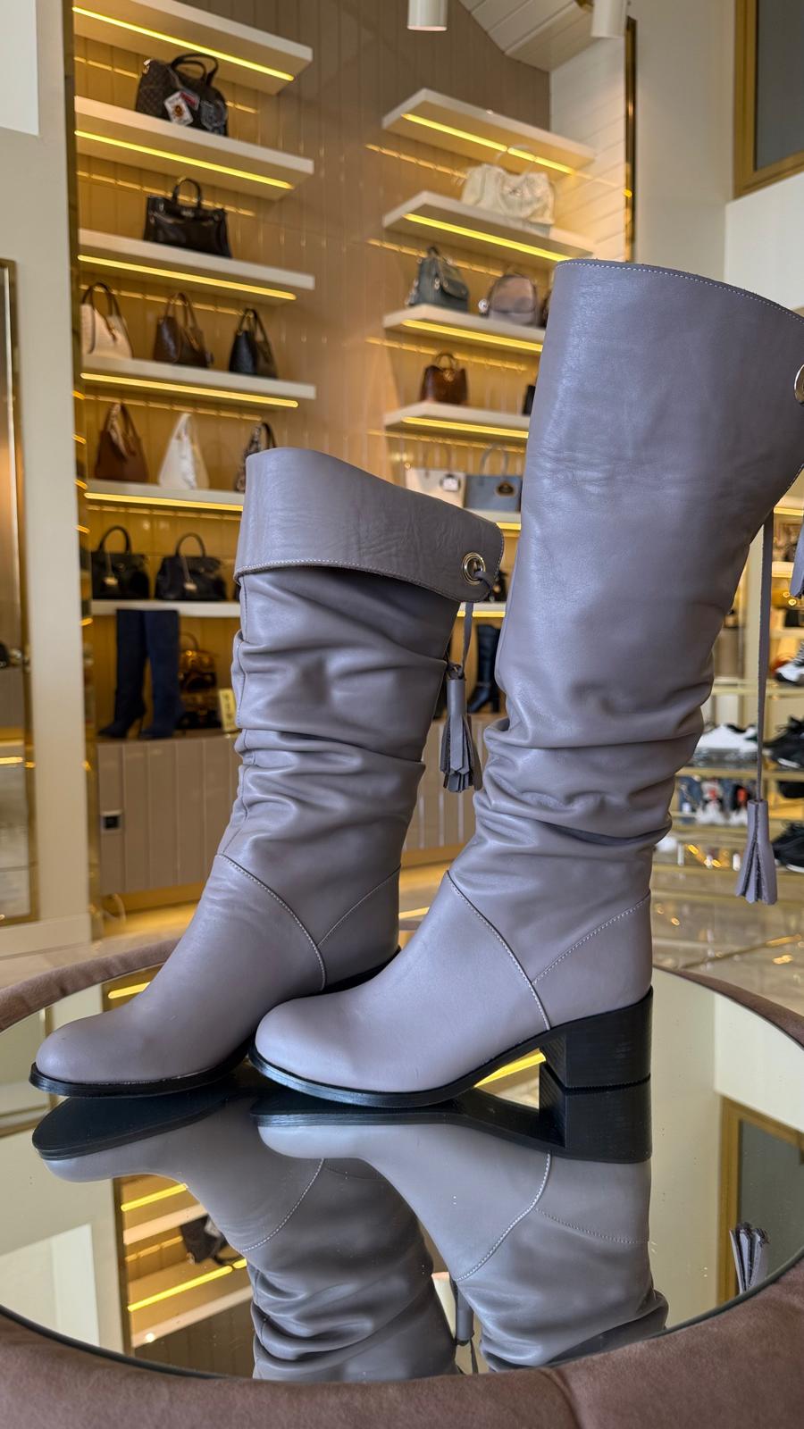 Duygushoesbag Hakiki Deri Katlanabilir Model Kadın Çizme