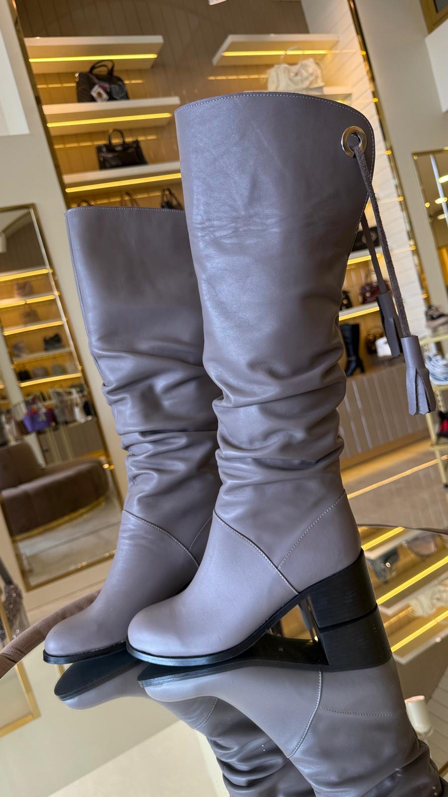 Duygushoesbag Hakiki Deri Katlanabilir Model Kadın Çizme