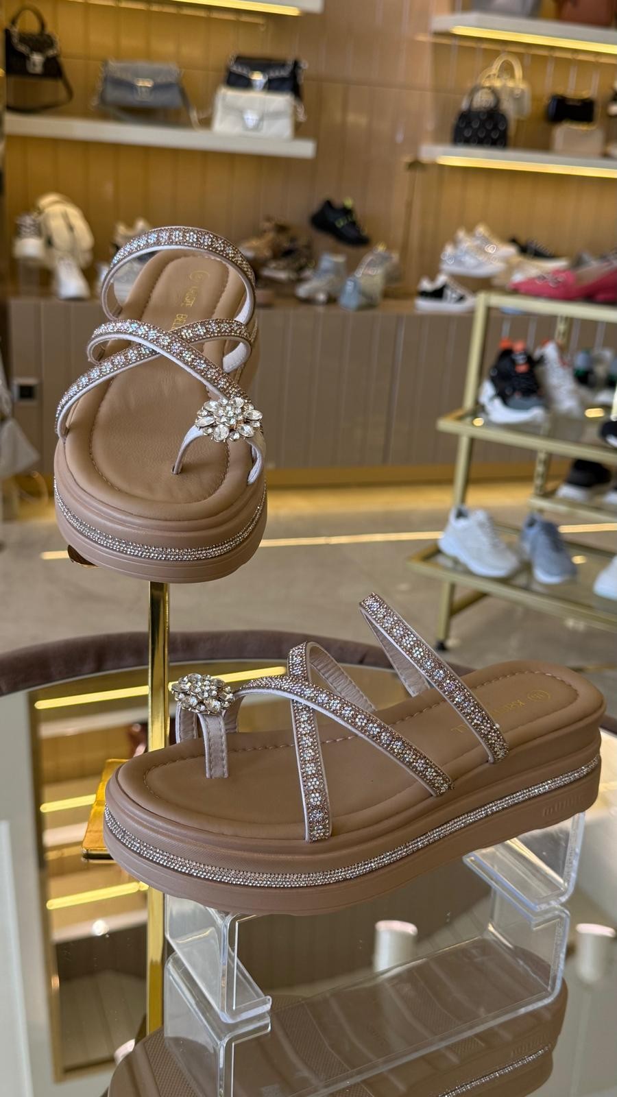 İthal Yüzüklü Model Taşlı Kadın Terlik