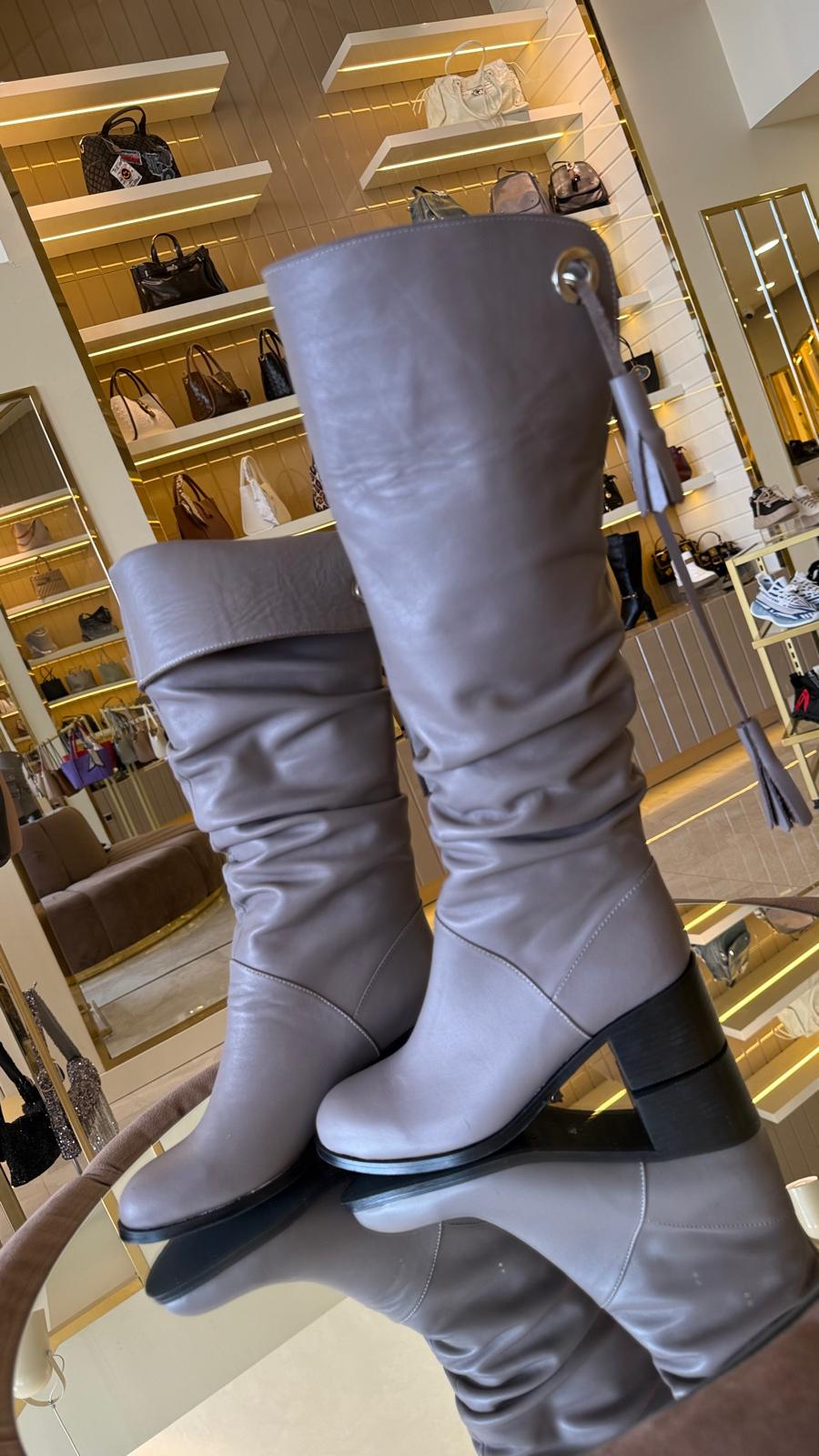 Duygushoesbag Hakiki Deri Katlanabilir Model Kadın Çizme