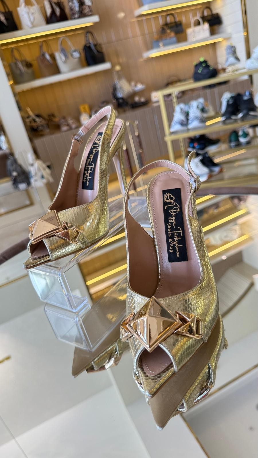 Duygushoesbag Kadın Kare Tokalı Arkası Açık Model Abiye Ayakkabı