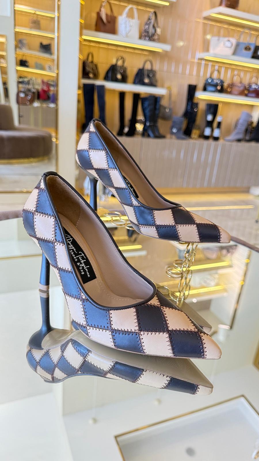 İthal Damalı Model Kadın Stiletto