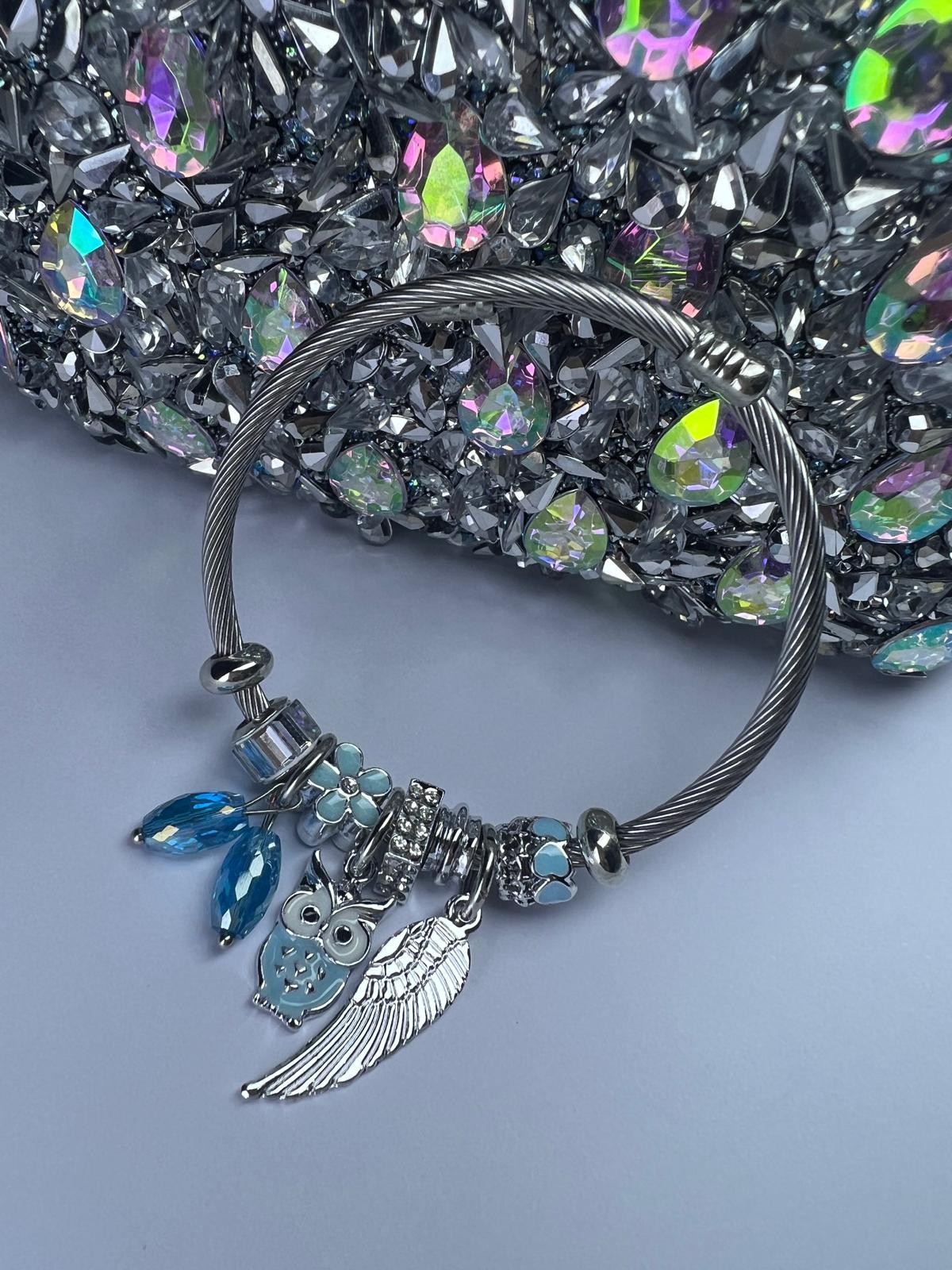 Pandora Model Silver Çelik Bilelik Mavi Baykuş Figürlü