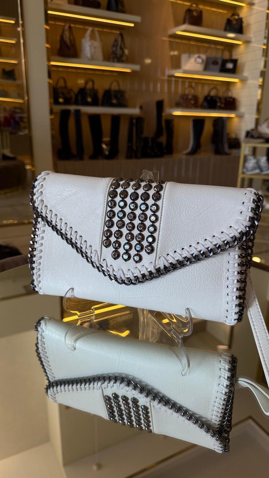 İthal Zımbalı Uzun Ve Kısa Askılı Cloutch Çanta