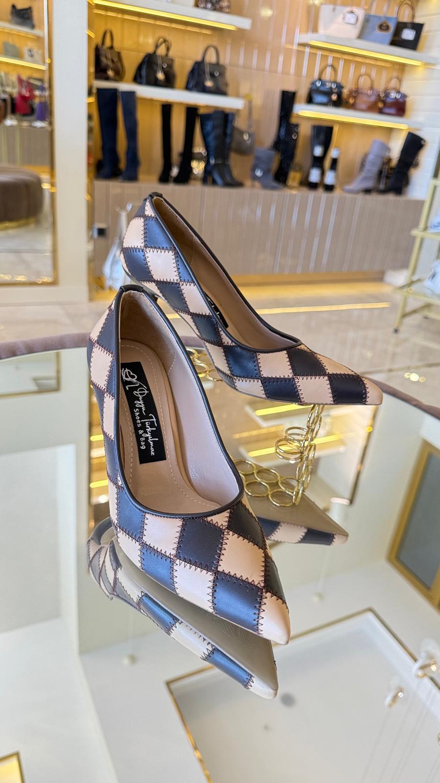 İthal Damalı Model Kadın Stiletto