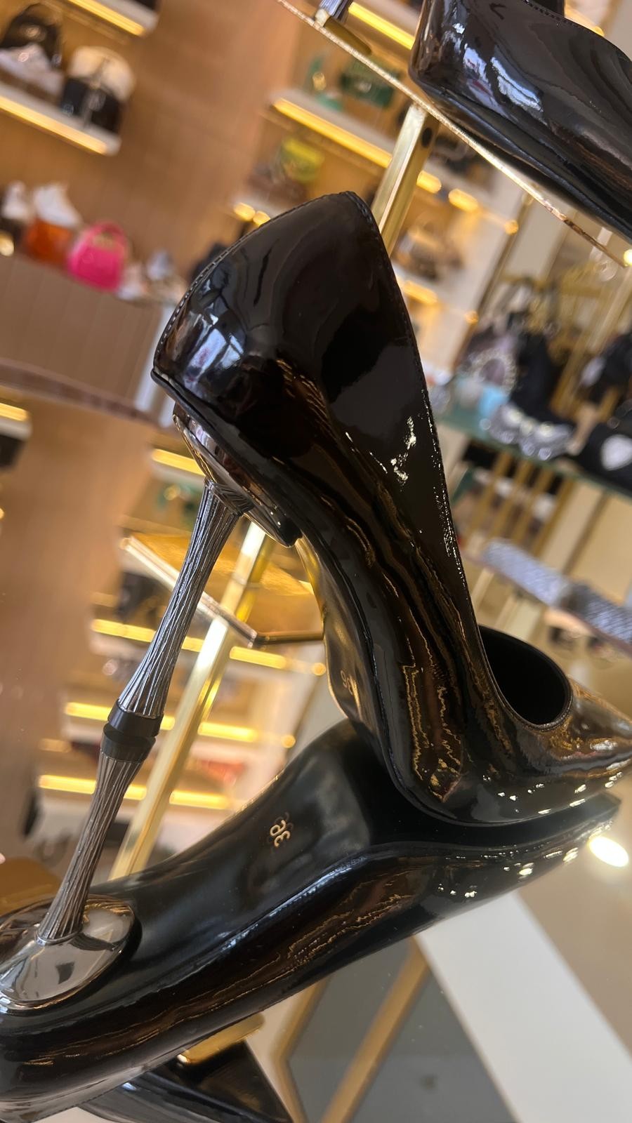 Kadın Rugan Platin ve Altın Ökçe Stiletto