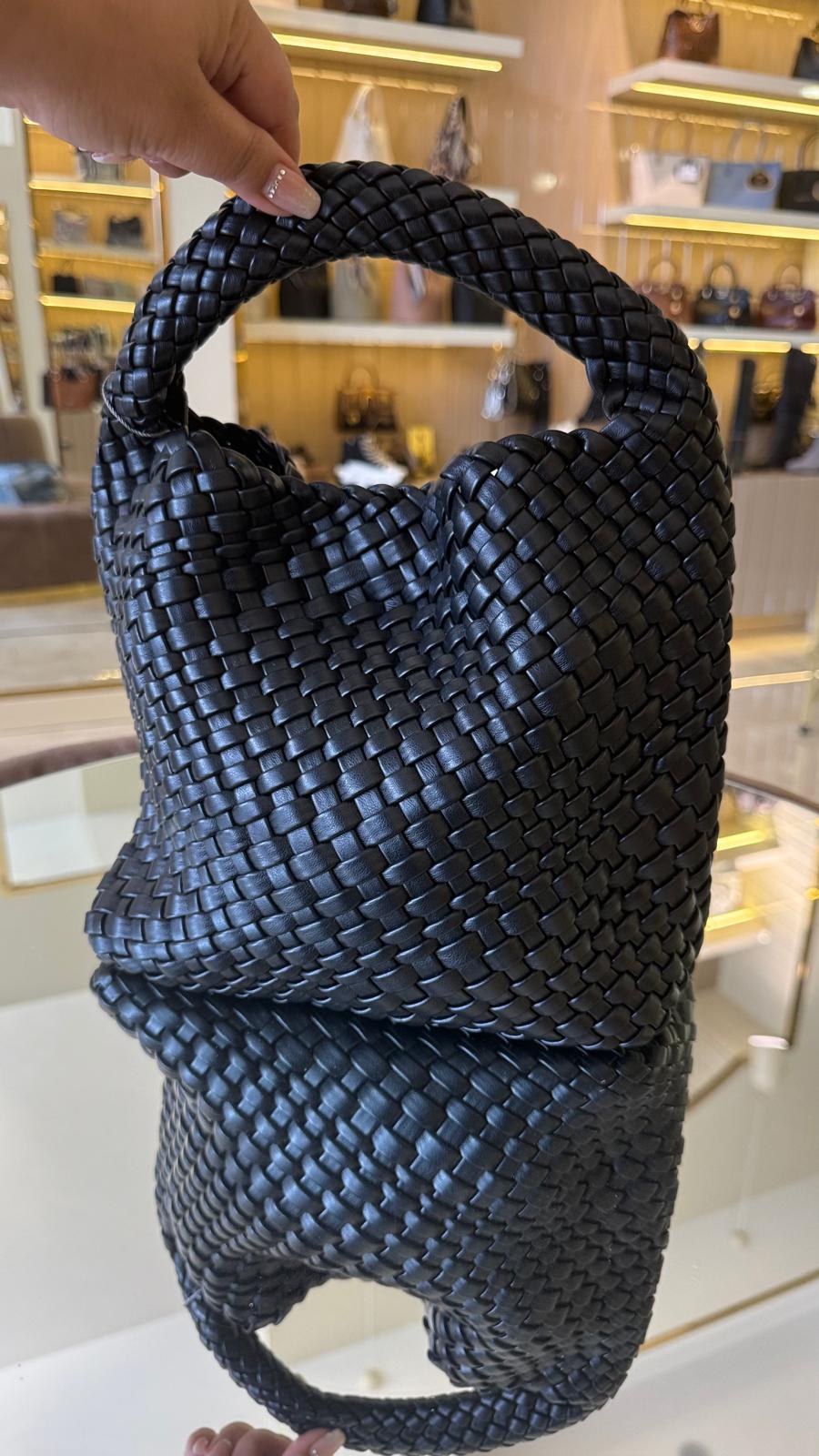 İthal Hasır Model Mini Cüzdanlı Deri Çanta