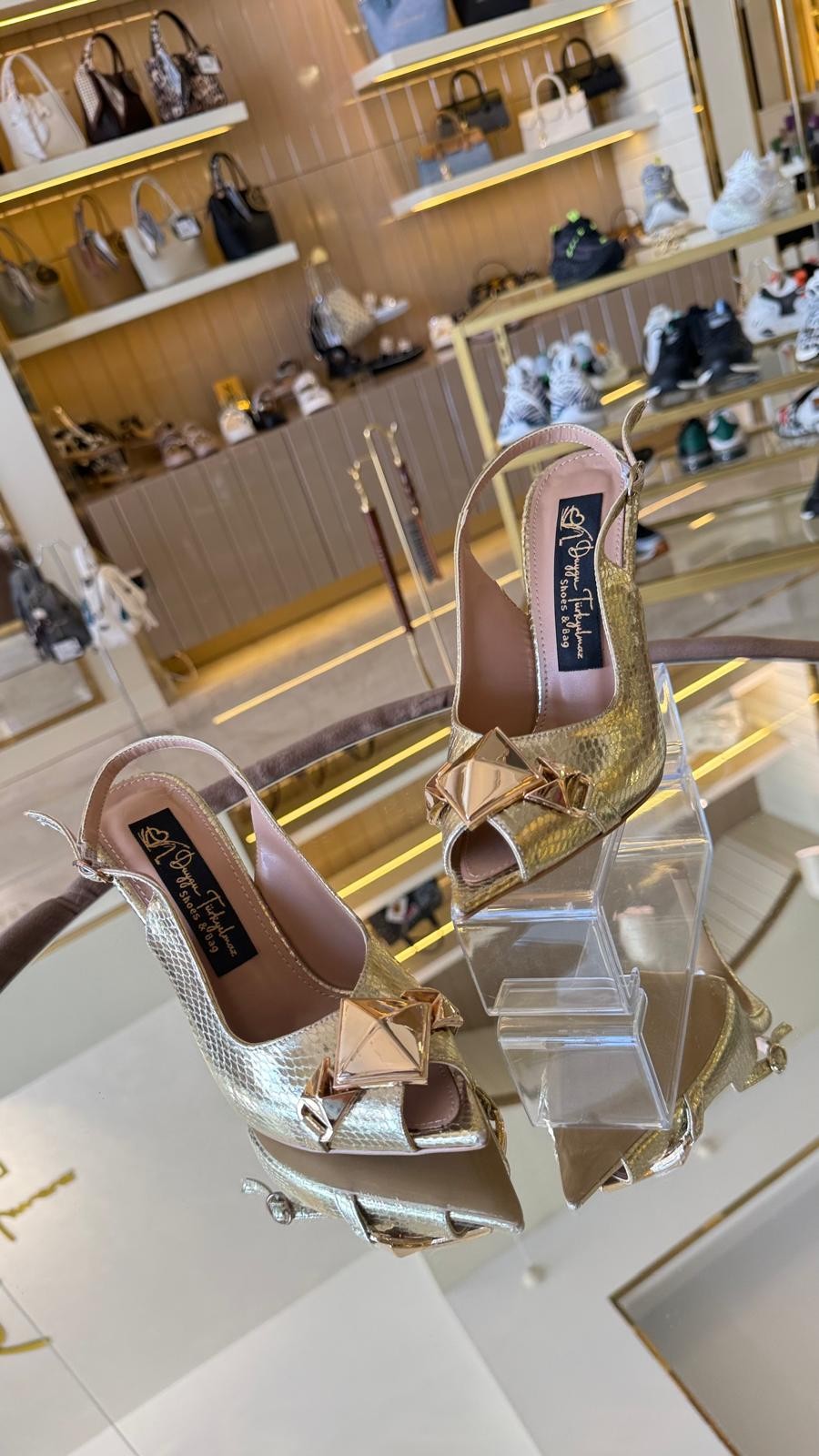Duygushoesbag Kadın Kare Tokalı Arkası Açık Model Abiye Ayakkabı