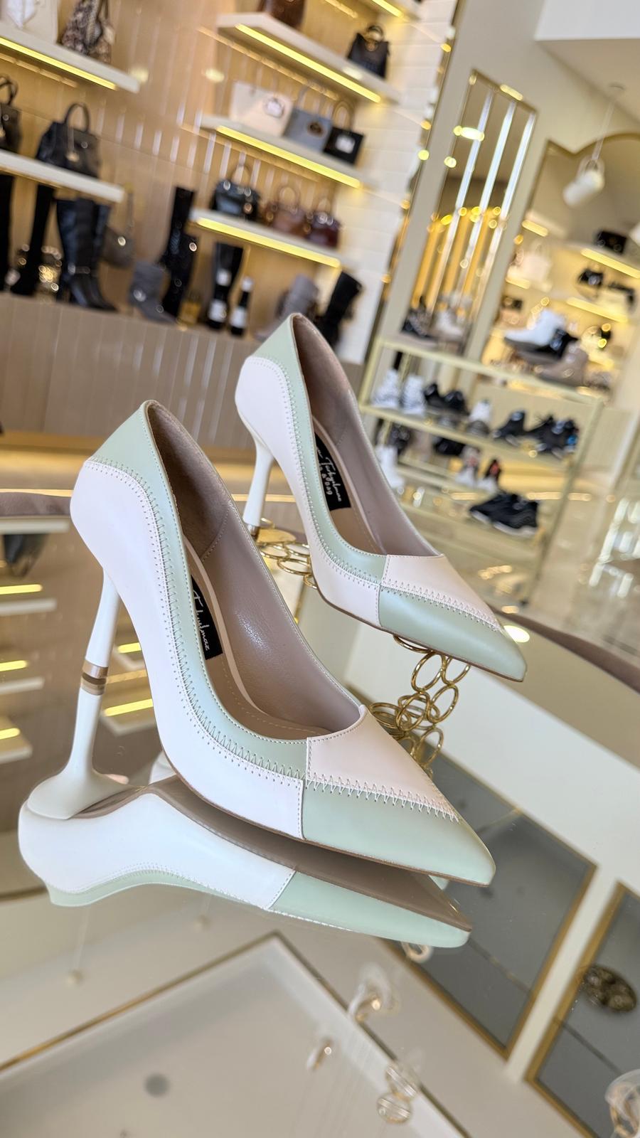 İthal Çift Renk Dikişli Model Kadın Stiletto