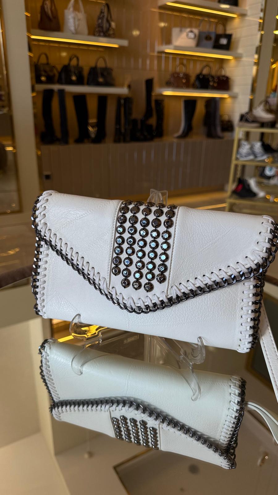 İthal Zımbalı Uzun Ve Kısa Askılı Cloutch Çanta