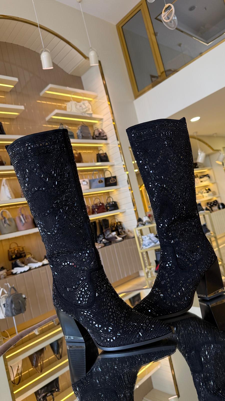 İthal Taşlı Kovboy Model Çizme -3008-