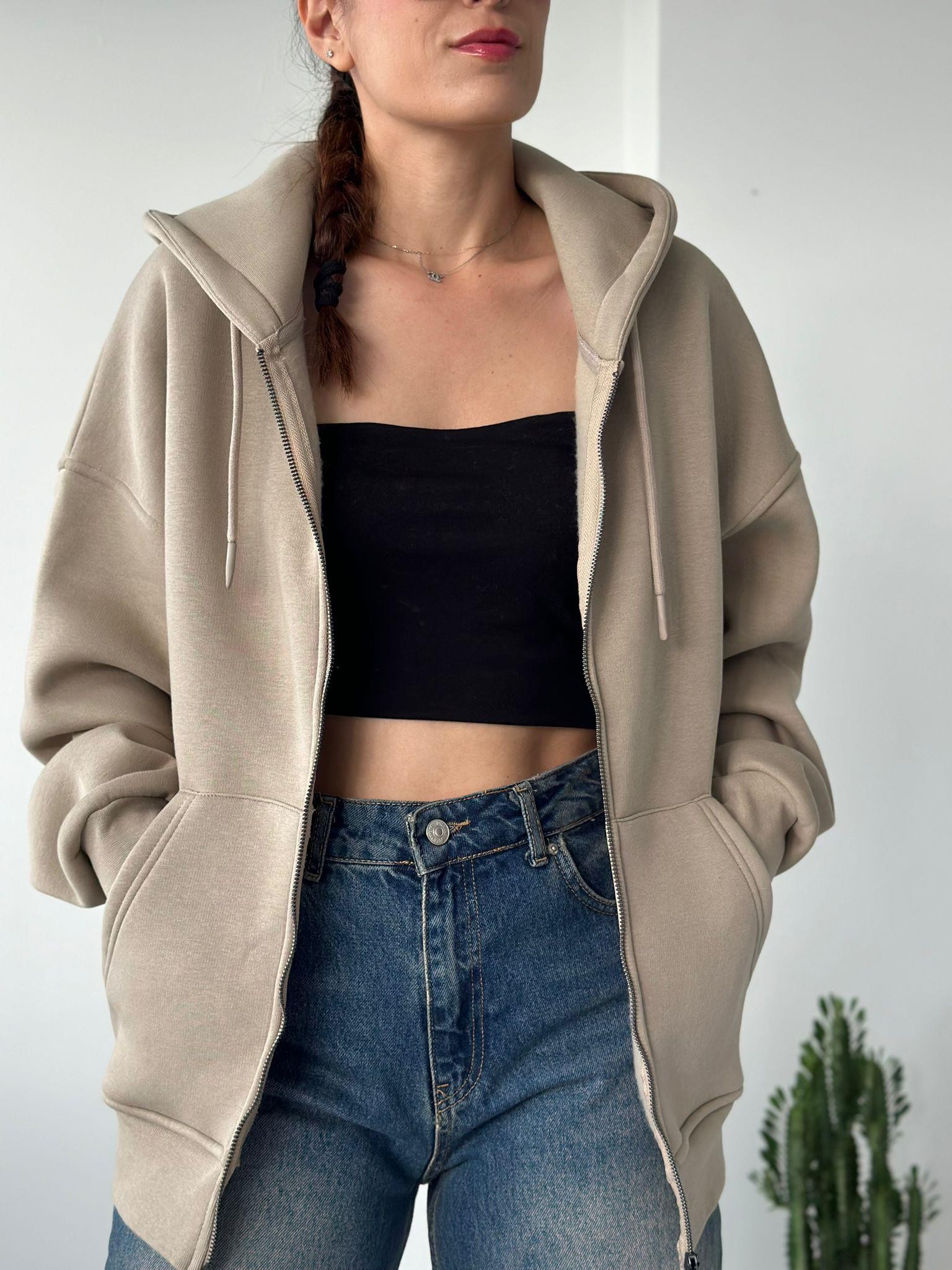 Oversize Basic Hoodie / Latte