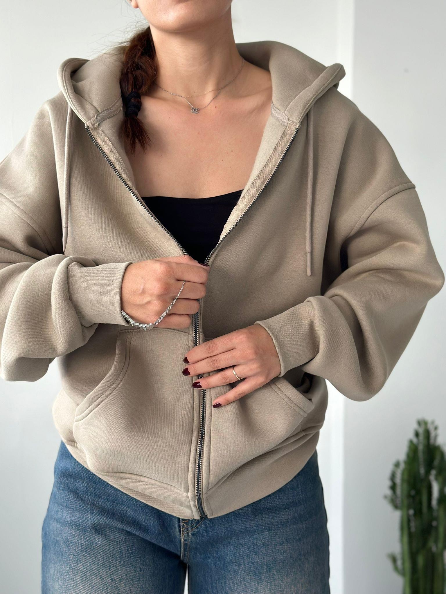 Oversize Basic Hoodie / Latte