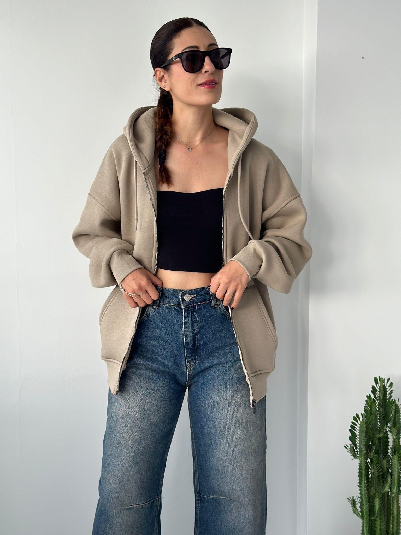 Oversize Basic Hoodie / Latte