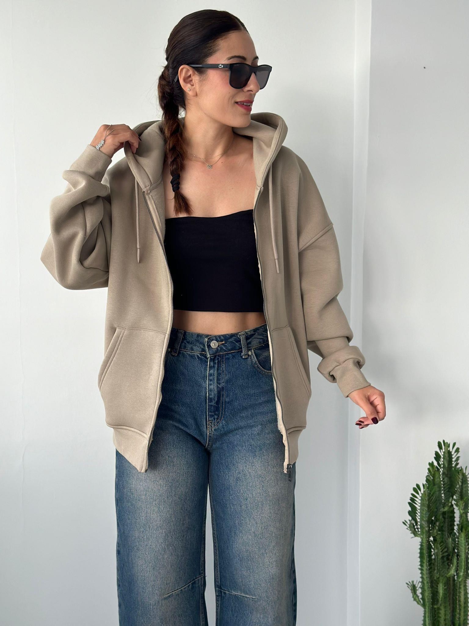 Oversize Basic Hoodie / Latte