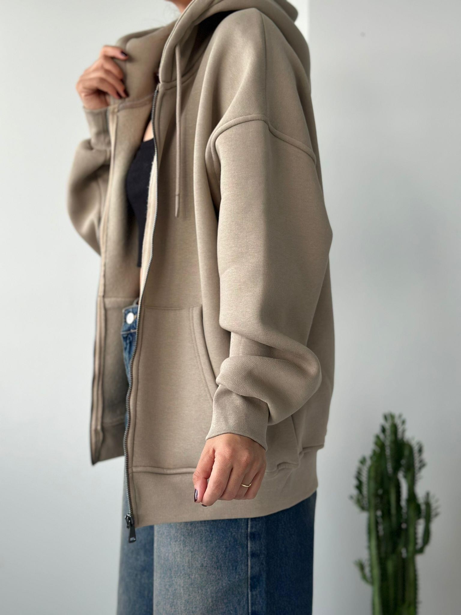 Oversize Basic Hoodie / Latte