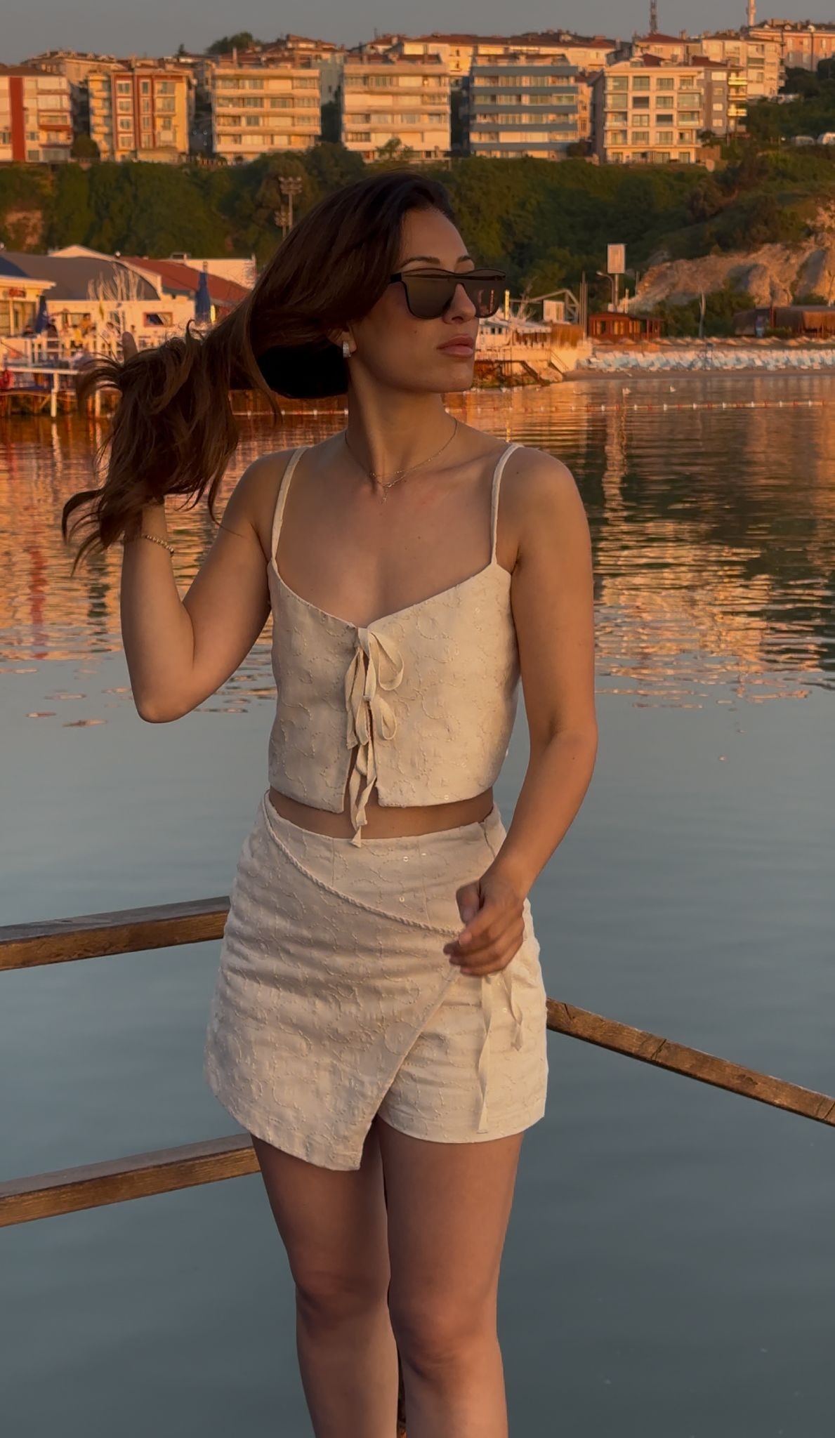 Tasarım Şort Etek Takım / Ekru