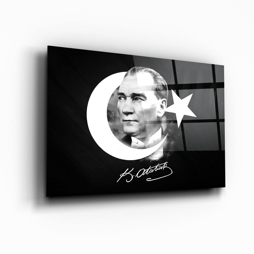 Atatürk Ay Yıldız Cam Tablo