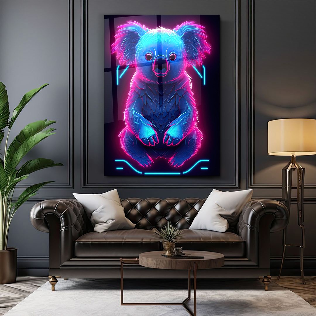 Cam Tablo Neon Koala dekorasyonu - Ofis dekorasyonu