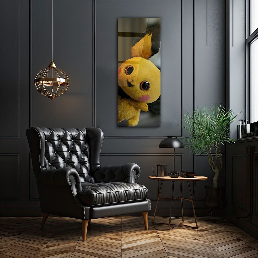 Pikachu Panoramik Dikey Cam Tablo