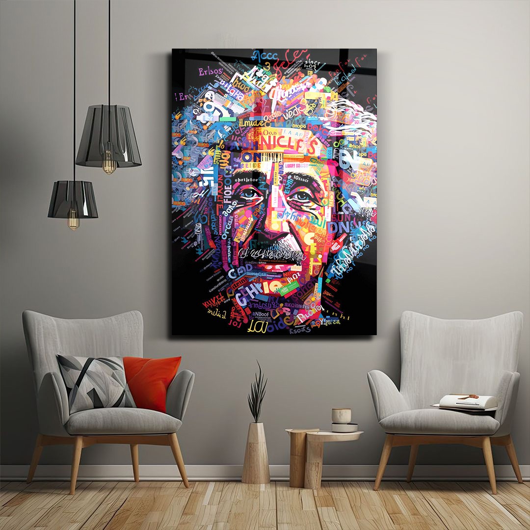 Albert Einstein Portre Cam Tablo