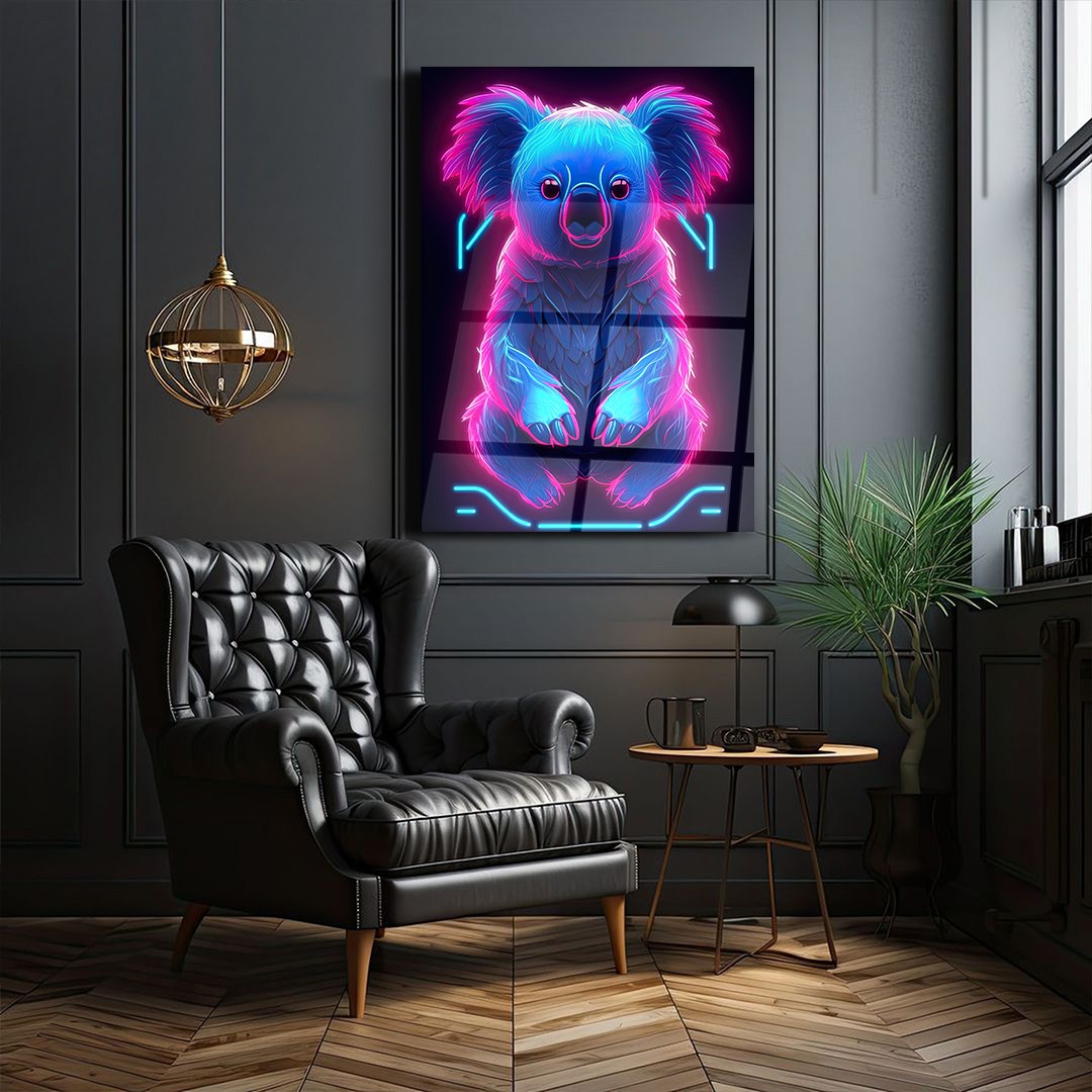 Cam Tablo Neon Koala dekorasyonu - Ofis dekorasyonu