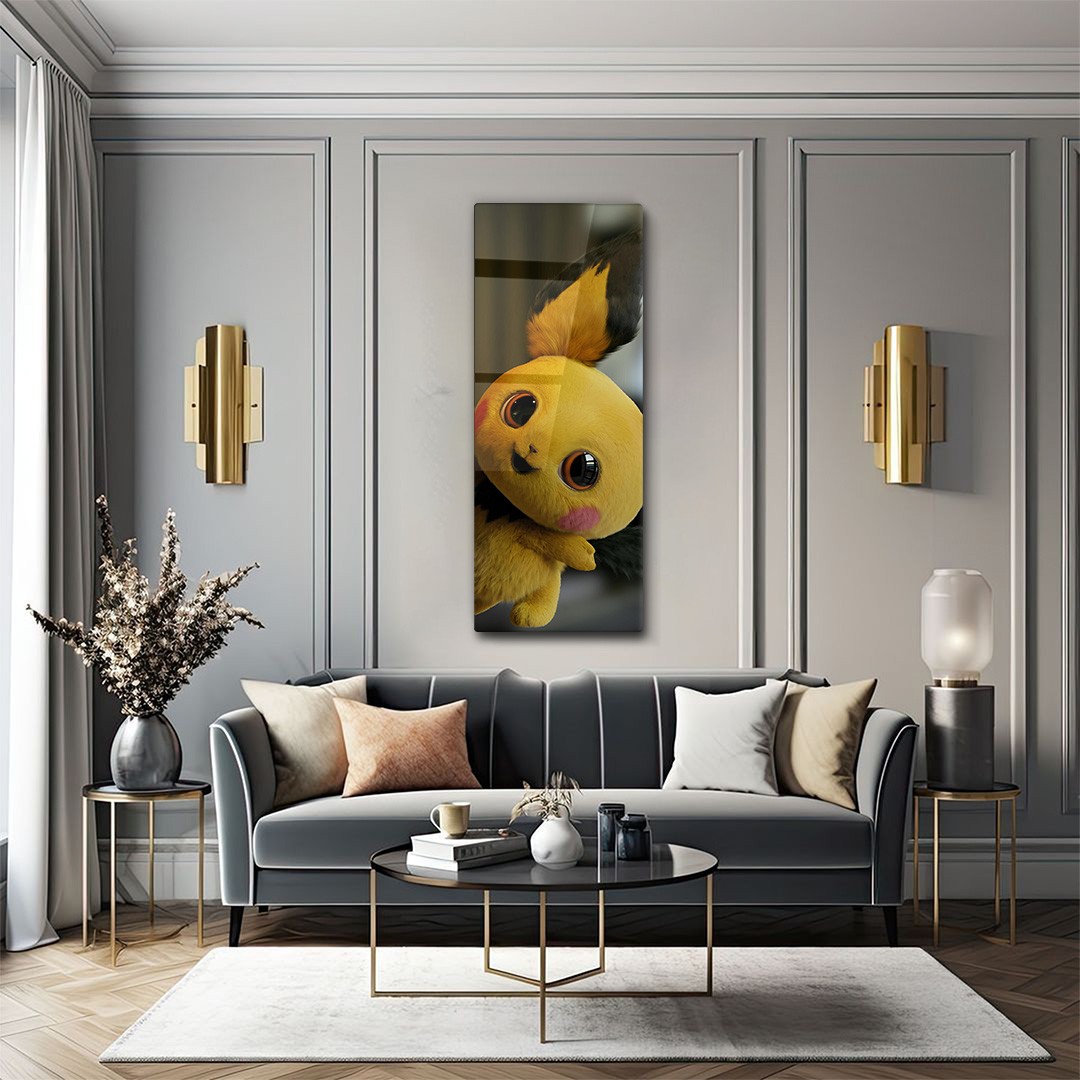 Pikachu Panoramik Dikey Cam Tablo