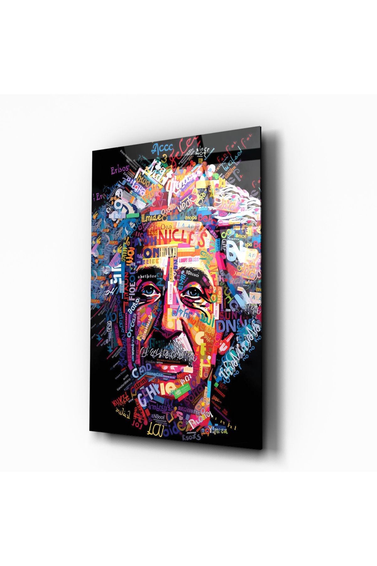 Albert Einstein Portre Dikey Cam Tablo