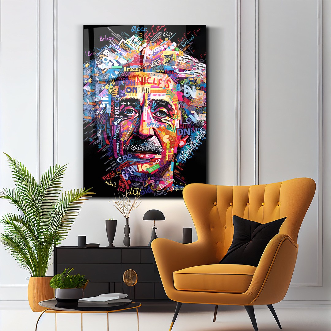 Albert Einstein Portre Cam Tablo