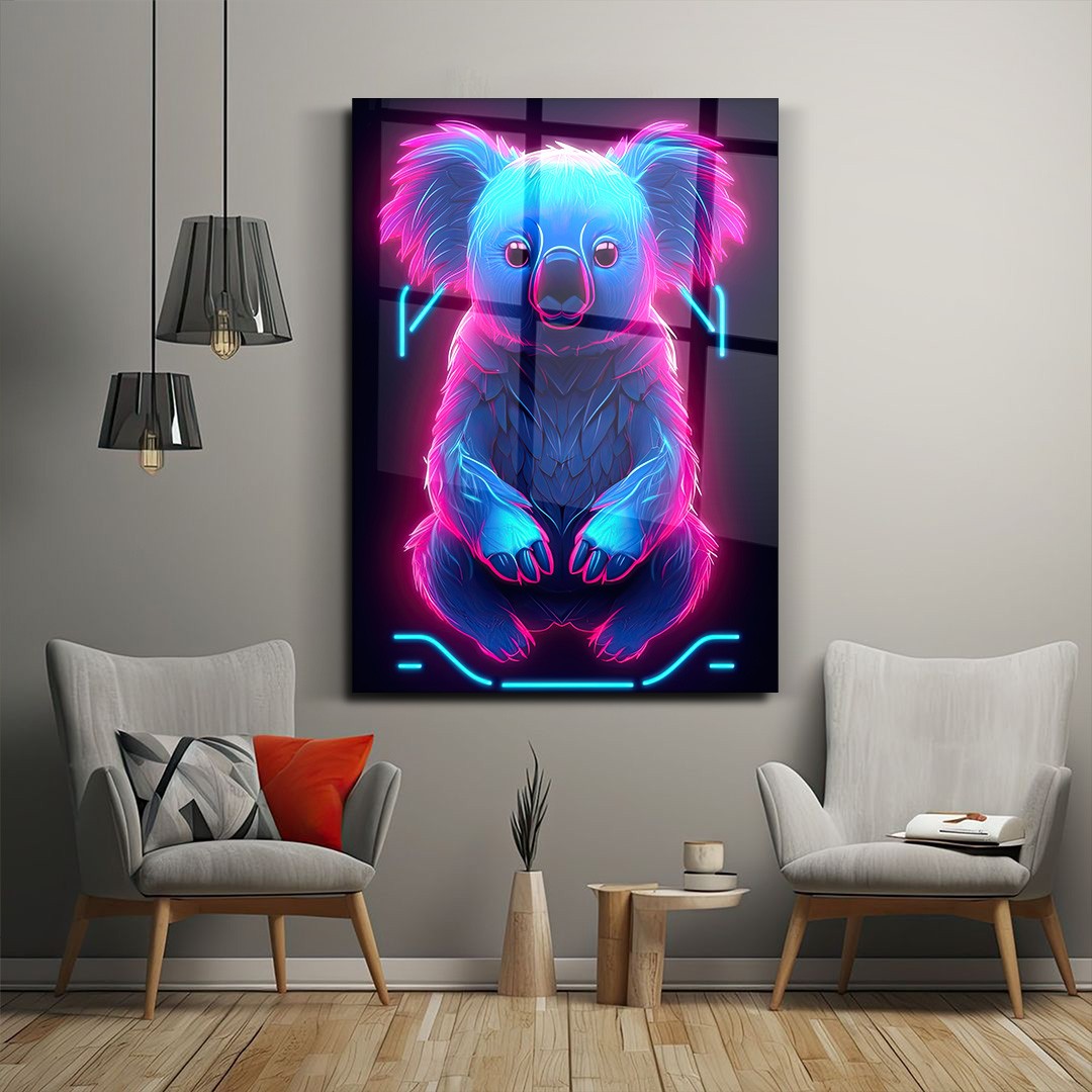 Cam Tablo Neon Koala dekorasyonu - Ofis dekorasyonu