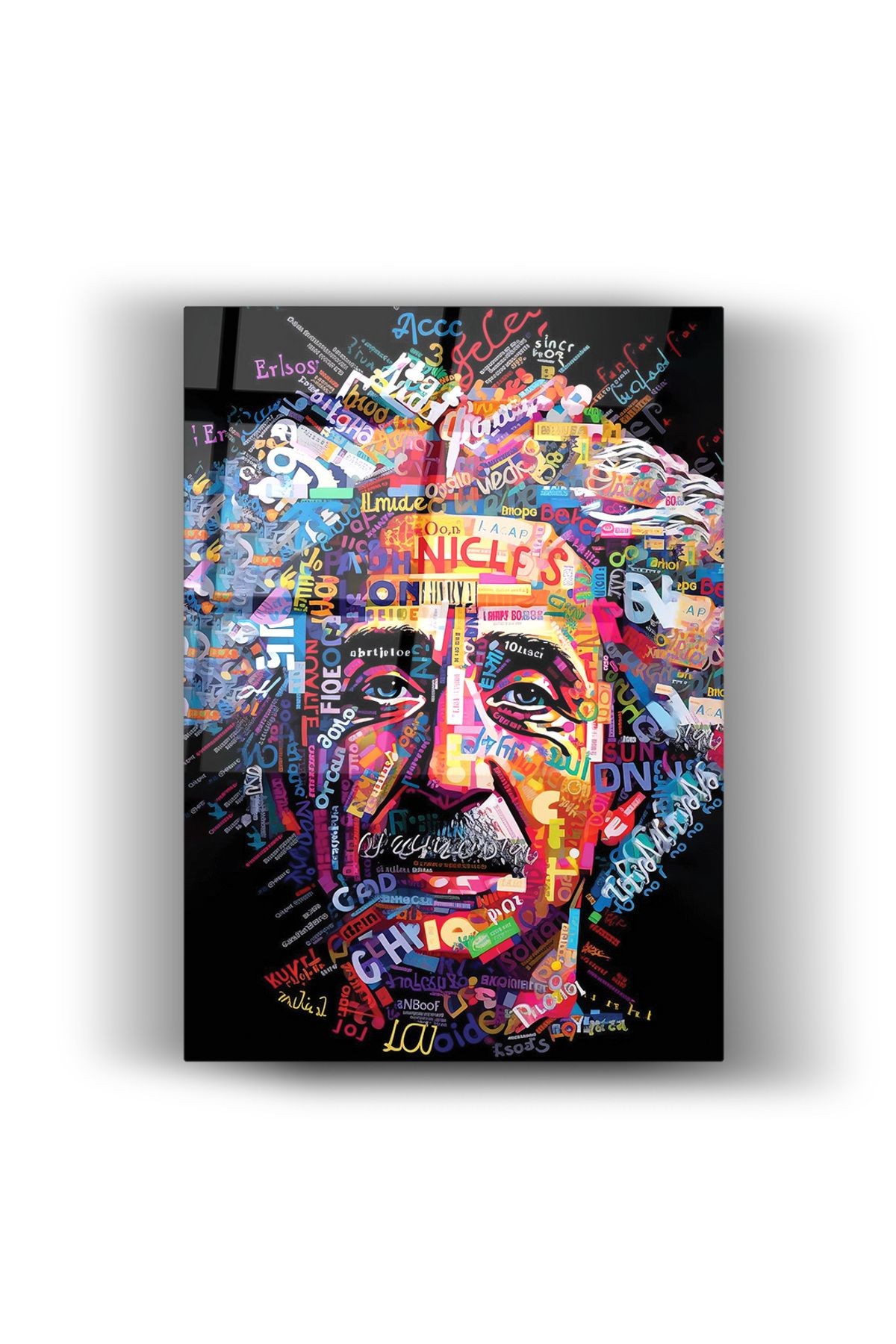 Albert Einstein Portre Dikey Cam Tablo