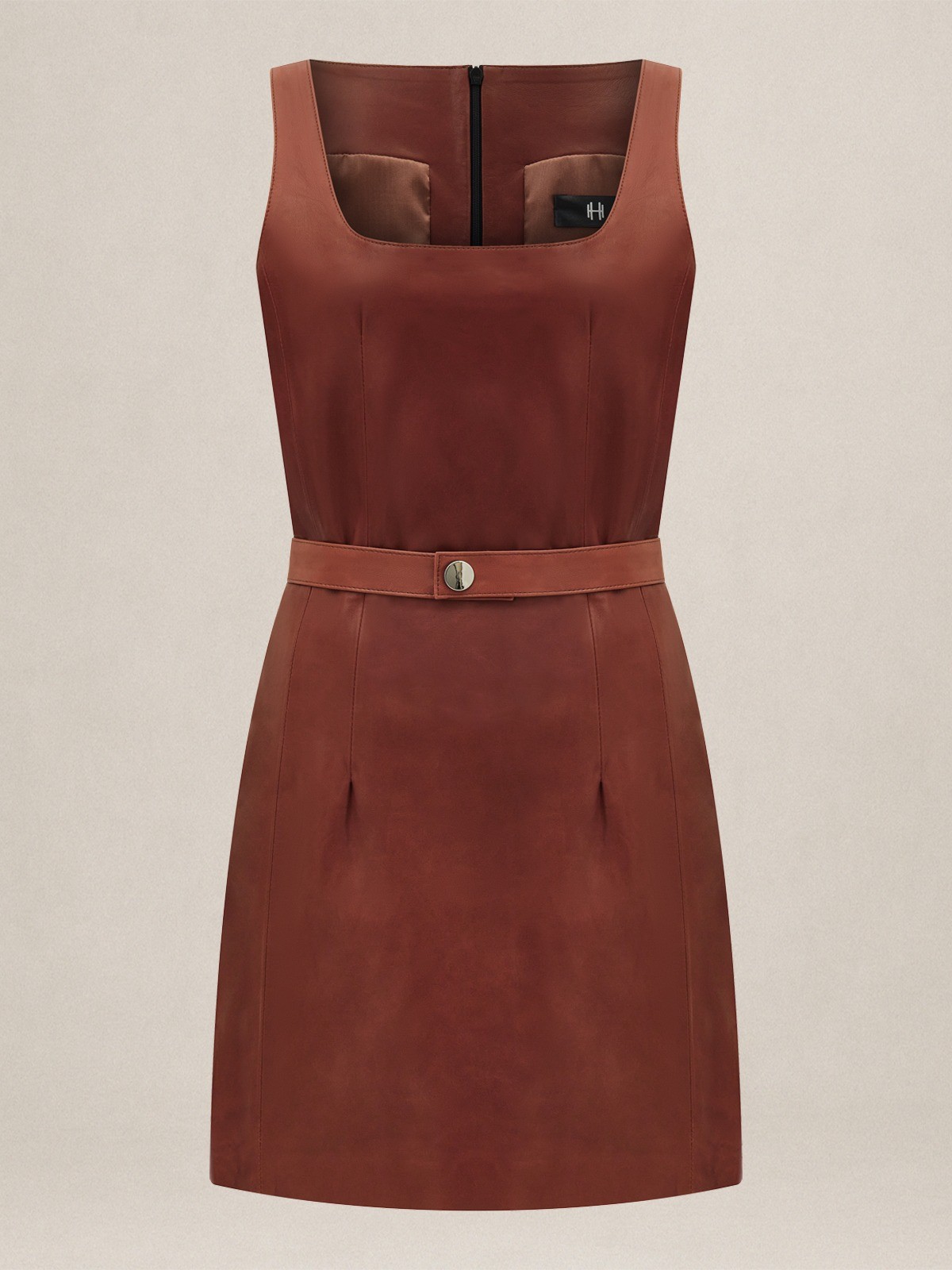 ''HEIDI'' MINIMAL STYLE WITH STRAPS LEATHER DRESS