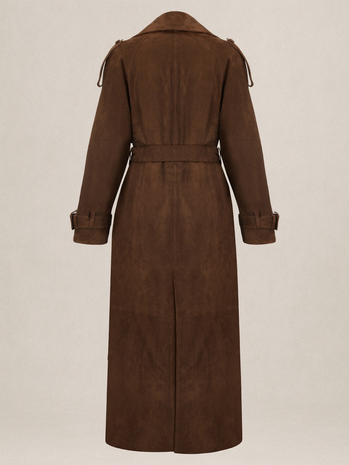 ''ELECTRA'' OVERSIZE DOUBLE BRESTED SUEDE TRENCHCOAT