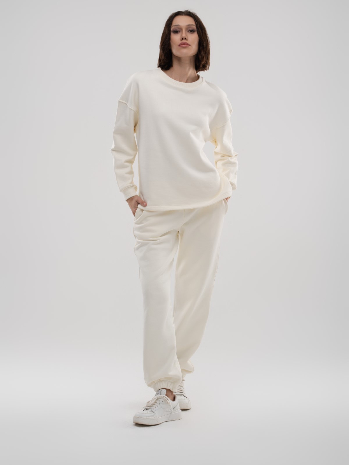 OVERSIZE ROUND NECK COMBED SWEATSHIRT