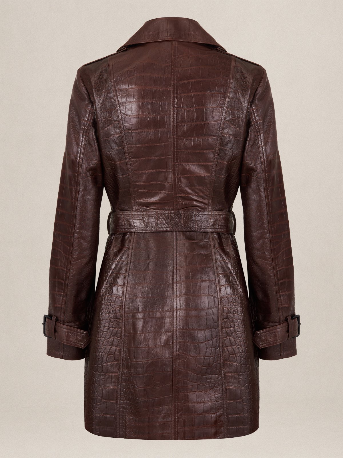 ''TIGRA'' CROCODILE EMBOSSED LEATHER TRENCHCOAT