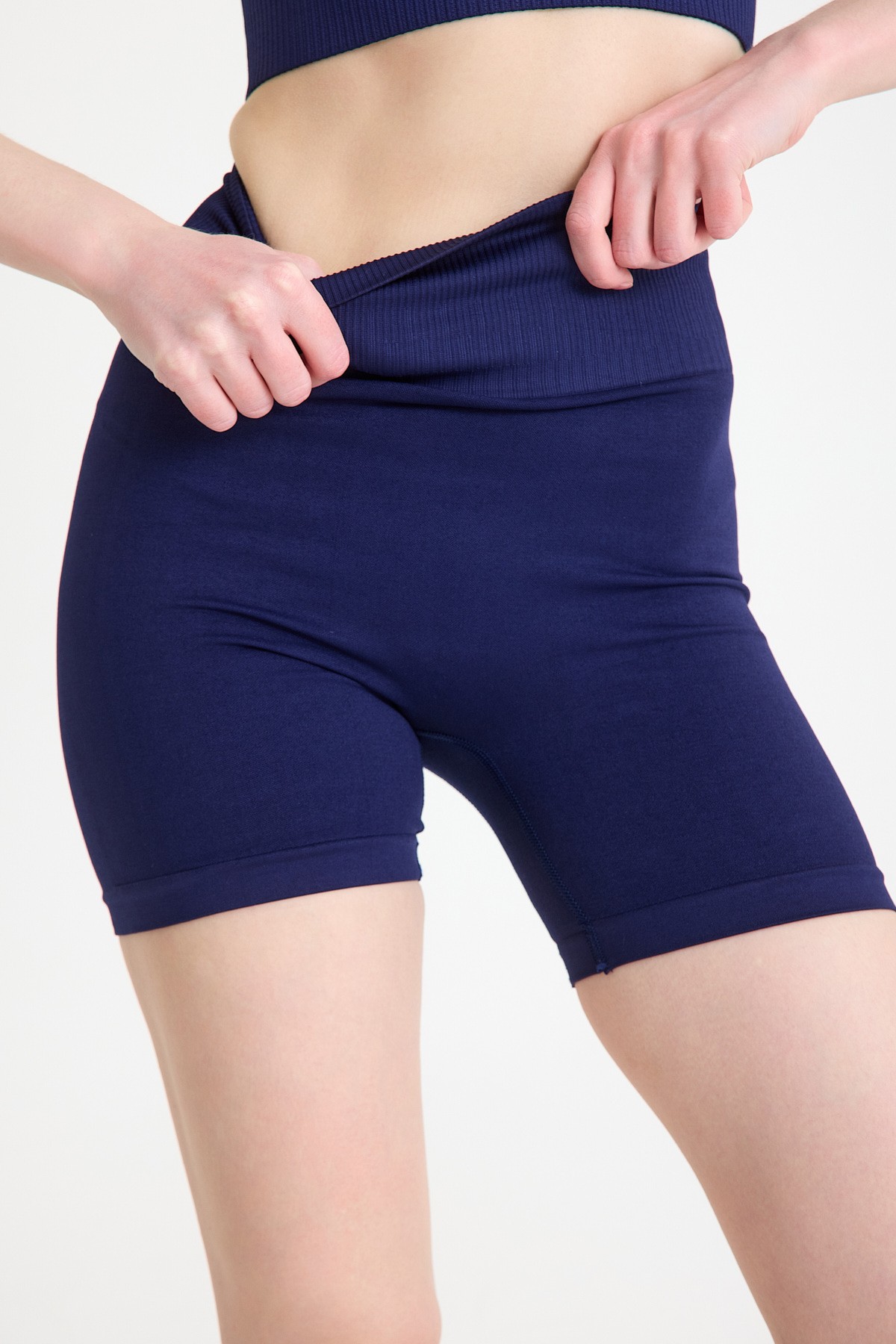 Fit life Dikişsiz spor şort - Navy Blue