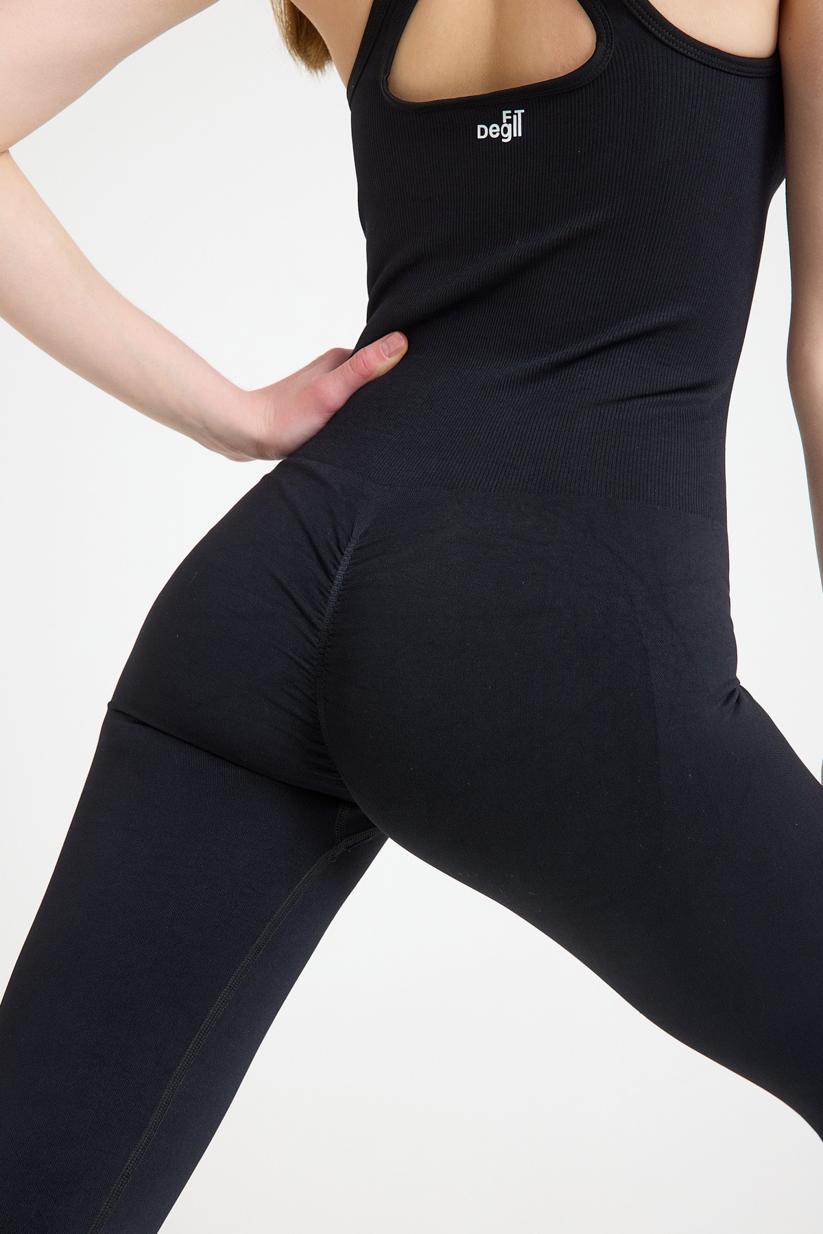 Jumpsuit Pushup Dikişsiz tayt tulum - Sıyah