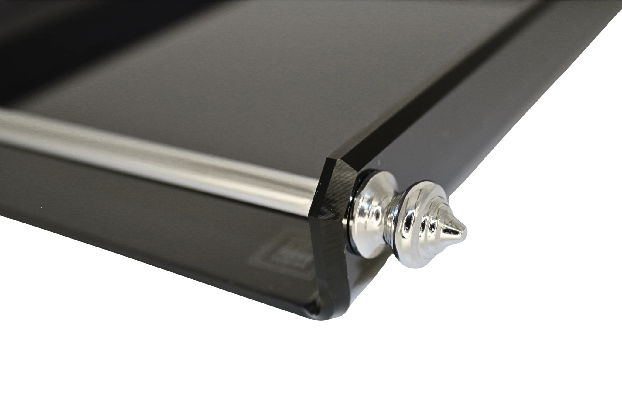 Uzun Gümüş Kulplu Küçük Boy Siyah Tepsi (Ön Sipariş 10 iş günü)