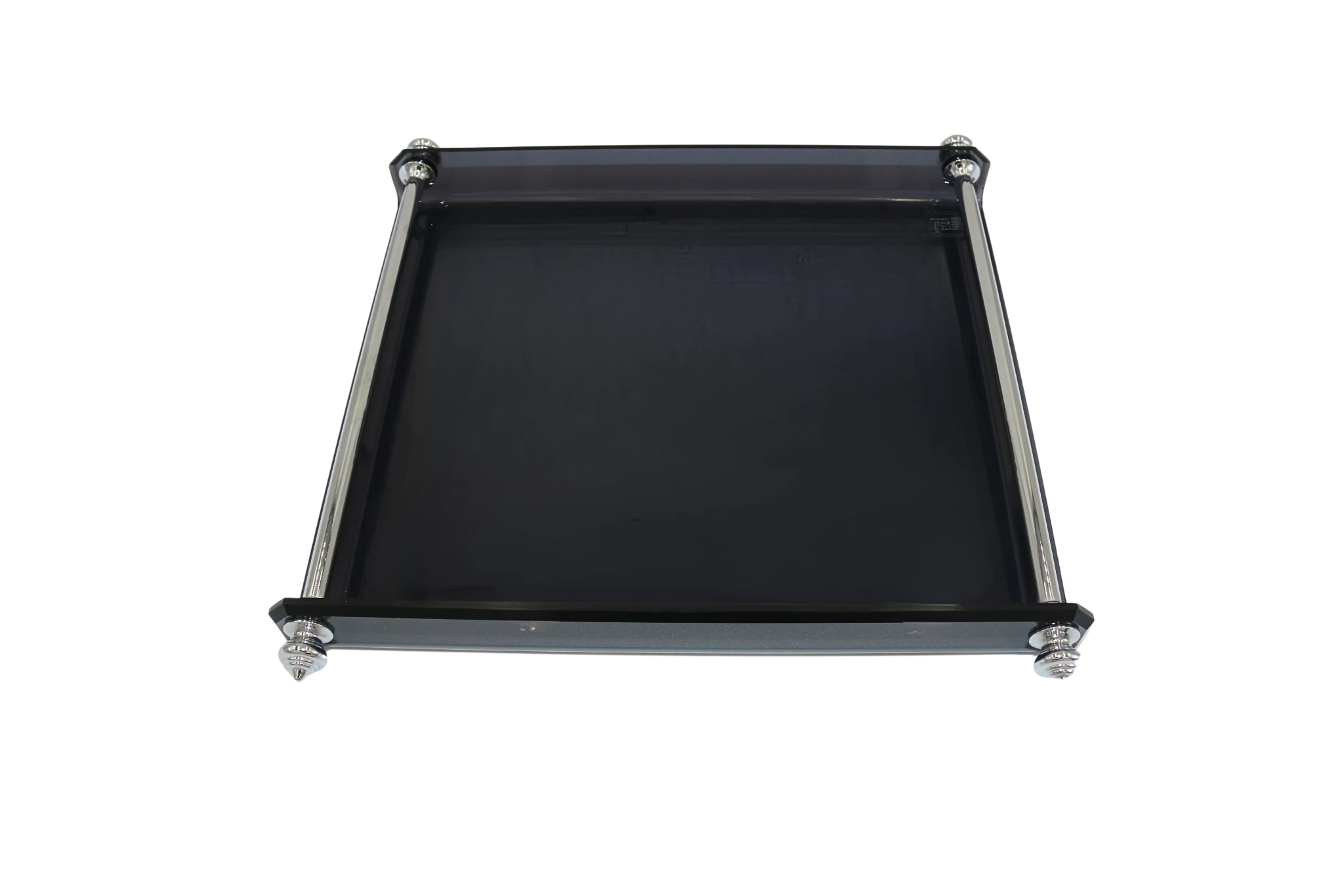 Uzun Gümüş Kulplu Küçük Boy Siyah Tepsi (Ön Sipariş 10 iş günü)