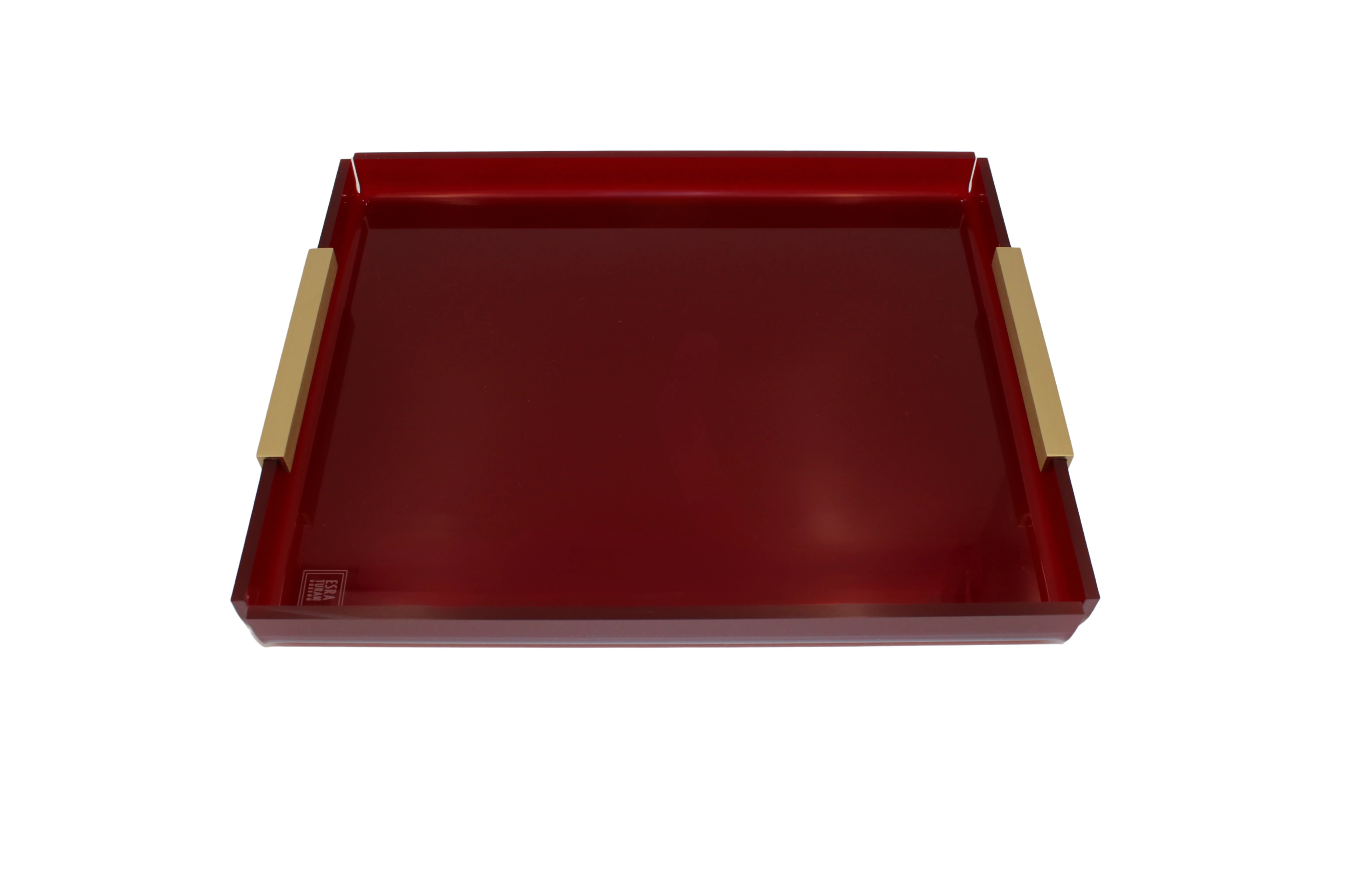 Pirinç Detaylı Orta Boy Bordo Tepsi (Ön Sipariş 15 iş günü )