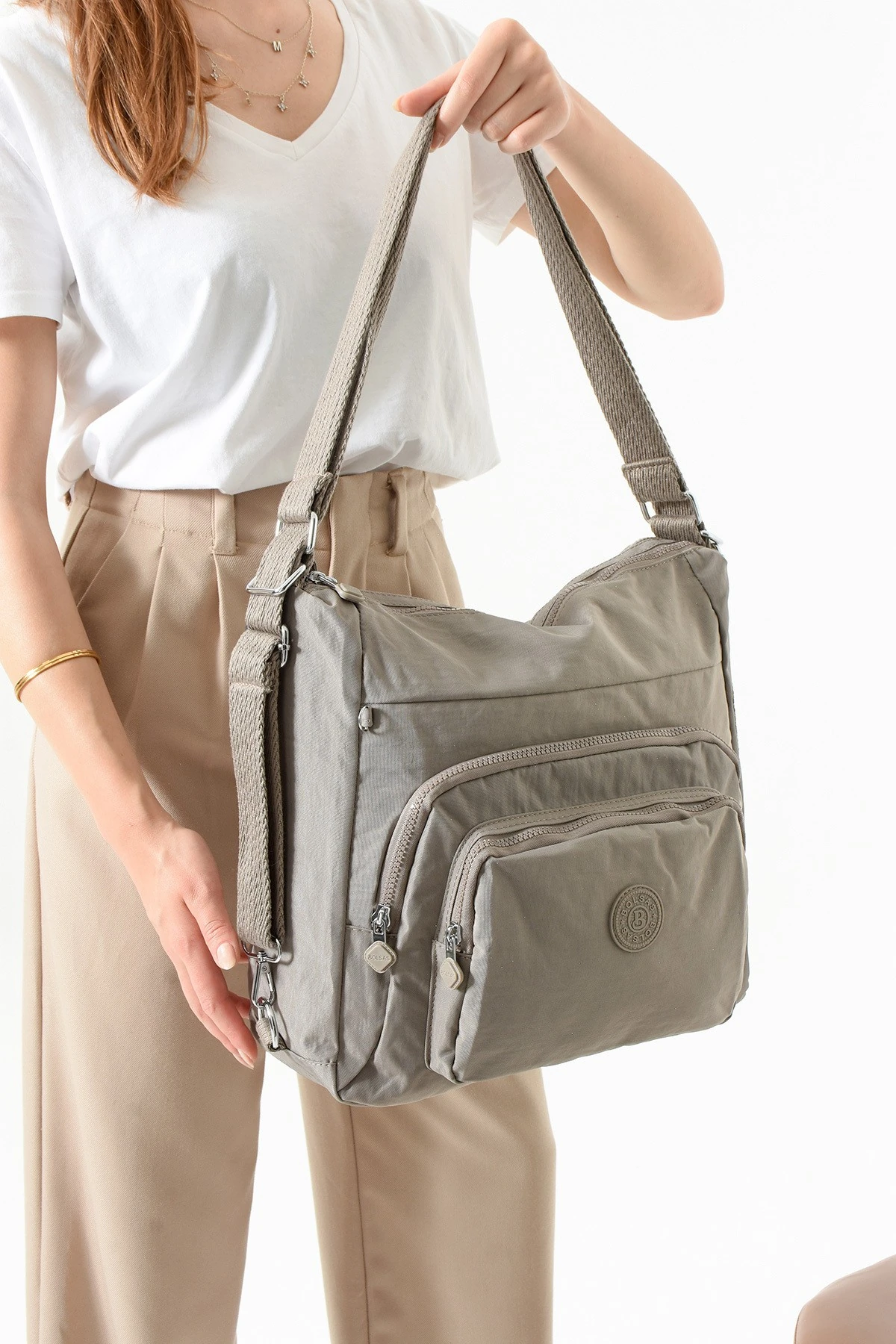 Su Geçirmez Krinkıl Kumaş Kol ve Sırt Çantası | Çift Bölmeli, Unisex, Okul İş Seyahat Uyumlu