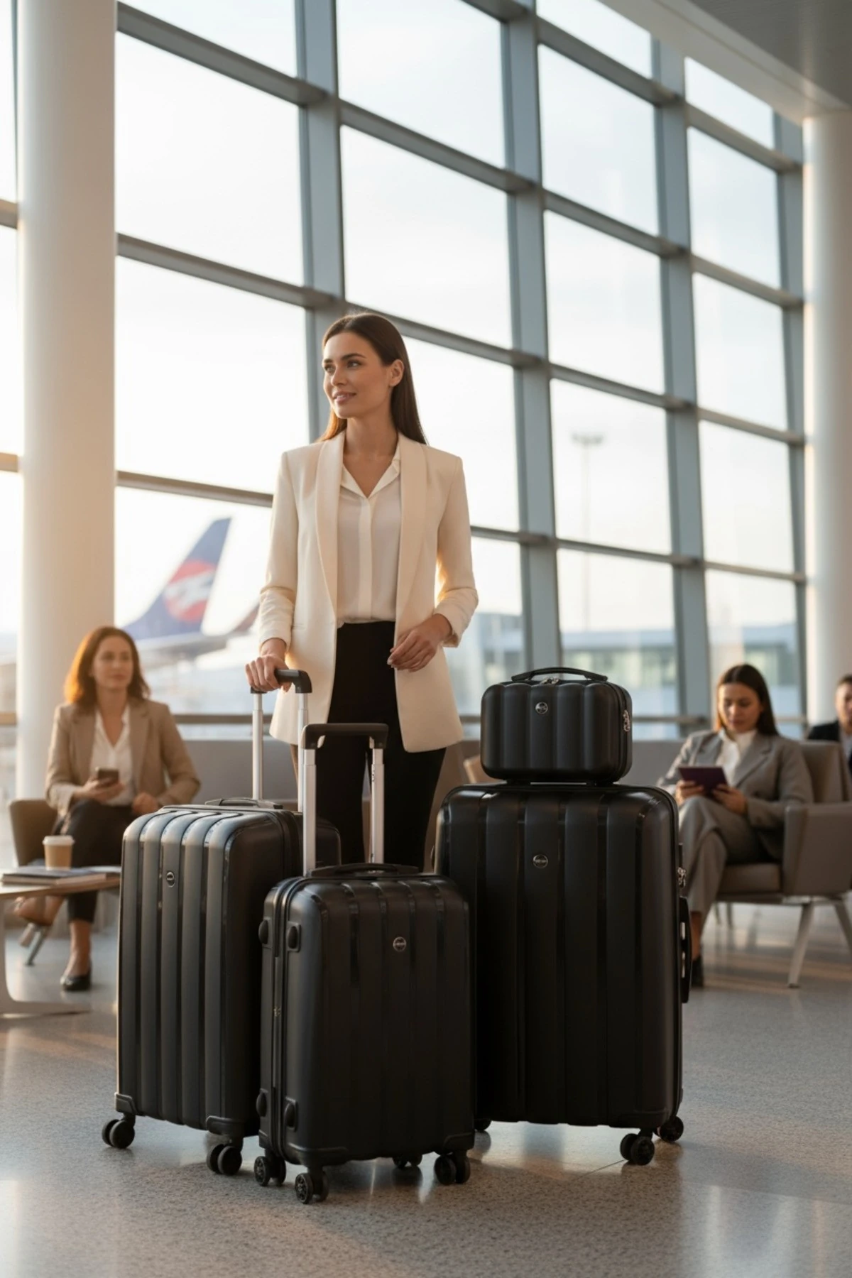 4’lü Kırılmaz Valiz Seti Siyah – Polipropilen, 360° Tekerlekli, Şifreli Kilitli Seyahat Bavul