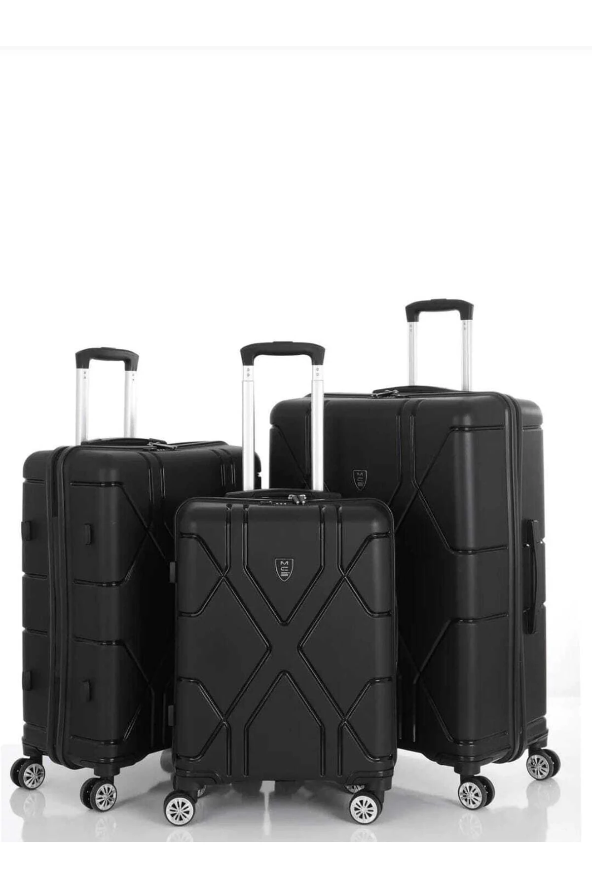V375 Polipropilen ( Pp ) Kasa Siyah 3'lü Set Valiz