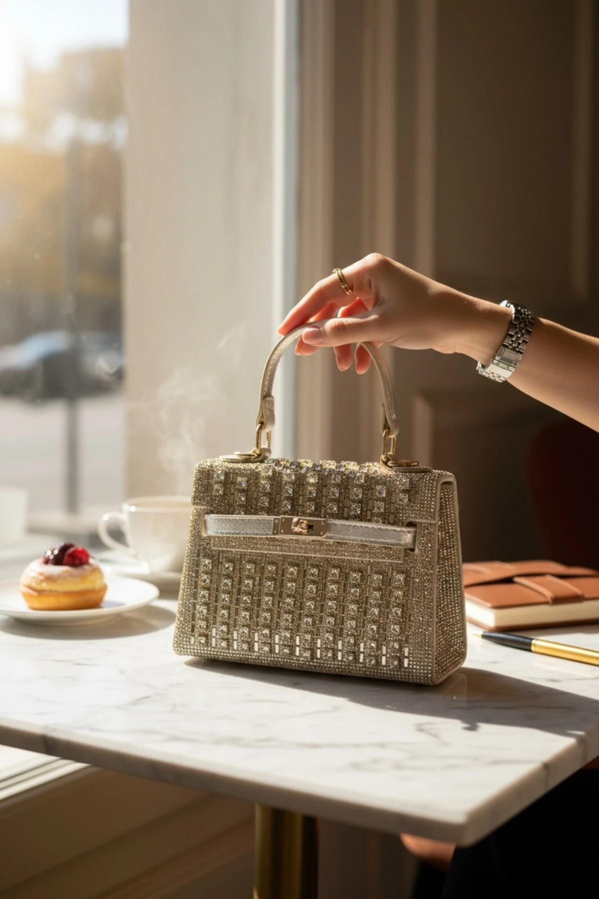 Işıltı Koleksiyonu – Taş İşlemeli Mini El Çantası | Gümüş Renkli Özel Tasarım Abiye Çanta